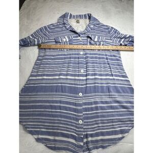 Dotti Chambray Blue Button Front Dress coverup lace back 3/4 sleeve medium